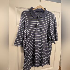 Classic Striped Polo Shirt in Blue and White